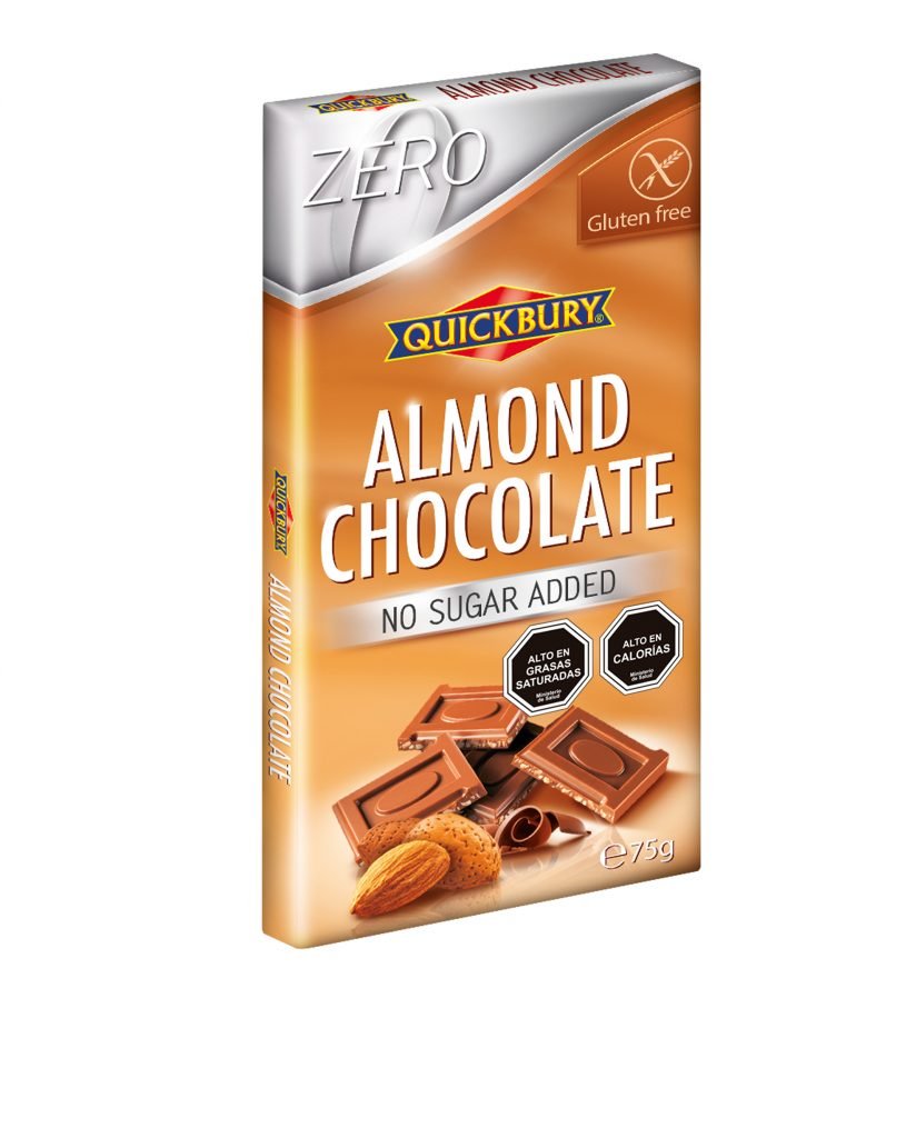 Chocolate Sin Azucar Añadida Sin Gluten Quickbury Almendras 75 gr