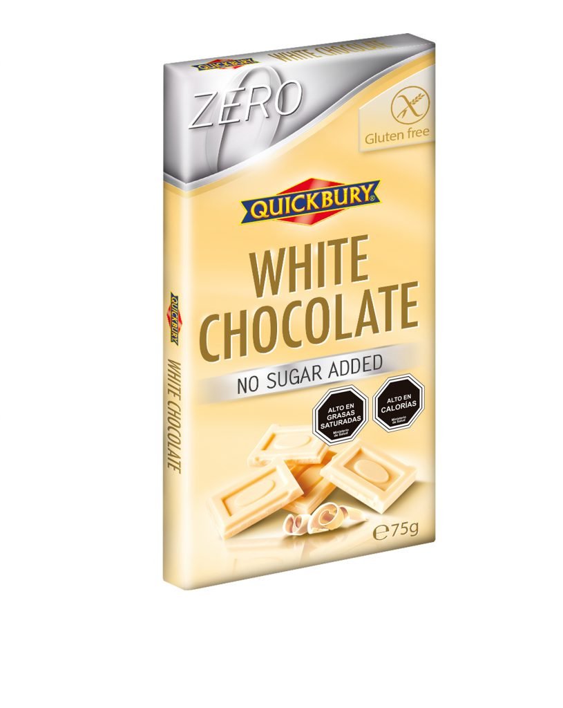 Chocolate Sin Azucar Añadida Sin Gluten Quickbury Blanco 75 gr